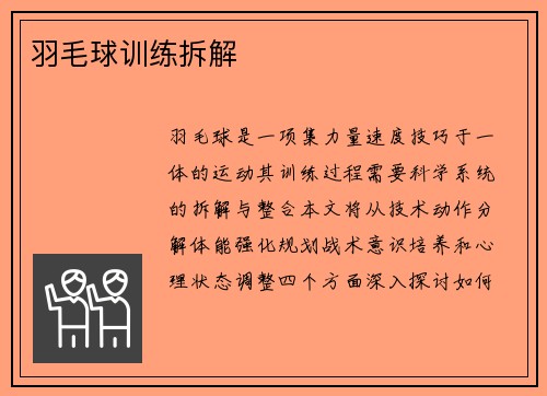 羽毛球训练拆解
